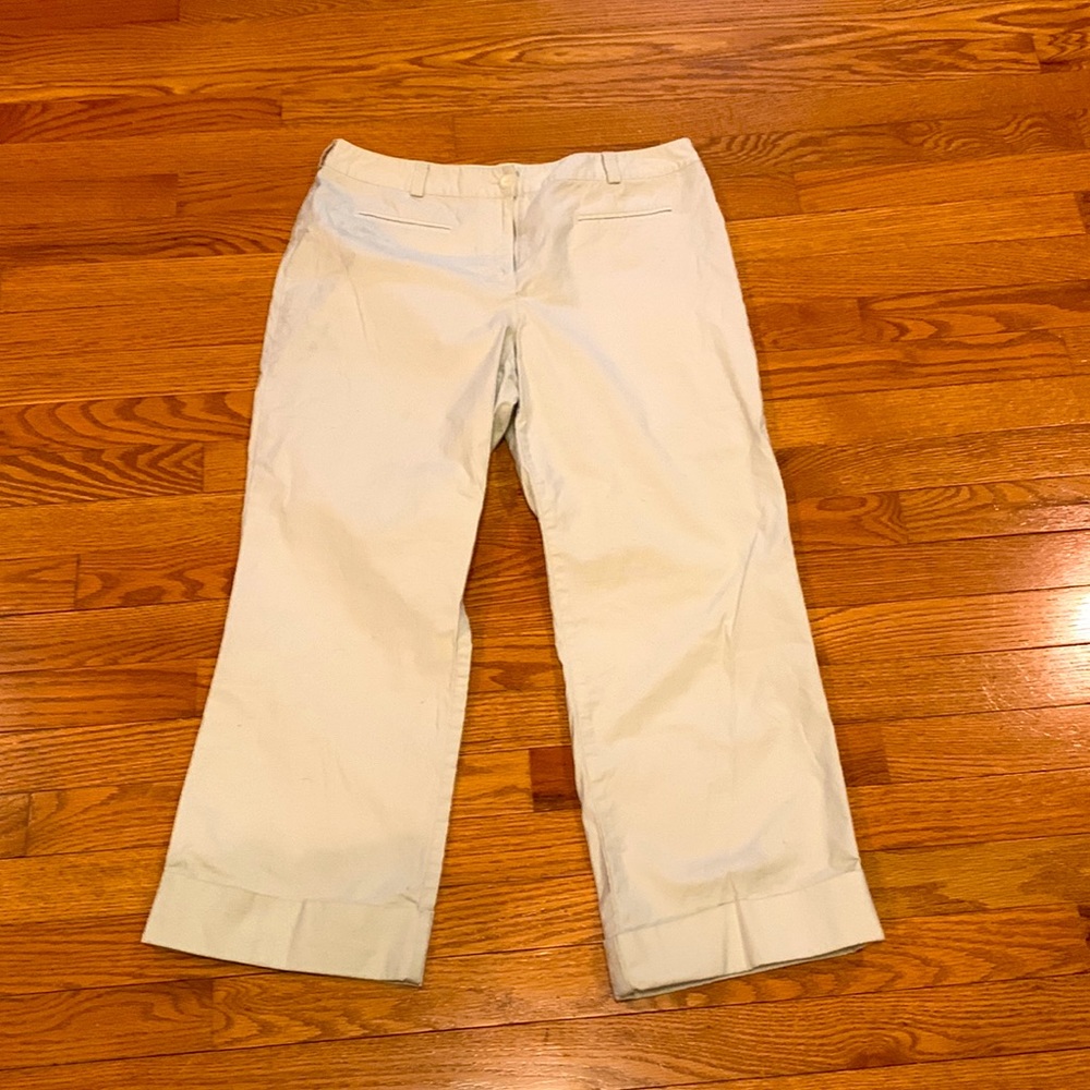 Sigrid Olsen beige cuffed crop pants size 10